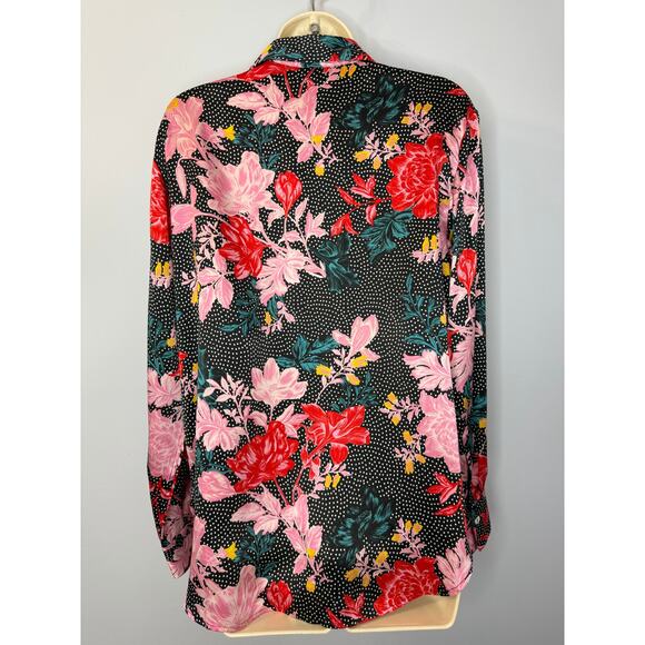Tell Your Friends Long Sleeve Shirt Button Up Alicia Print Silk Women's XS New - Picture 5 of 16